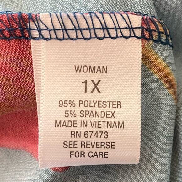 Roz & Ali Keyhole Shift Dress 3/4 Bell Sleeve Floral Print Women’s Size 1X - Picture 9 of 10